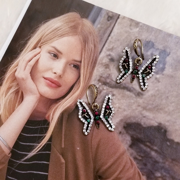 Turkish Crystal Enamel Butterfly Earrings - Picture 12 of 16